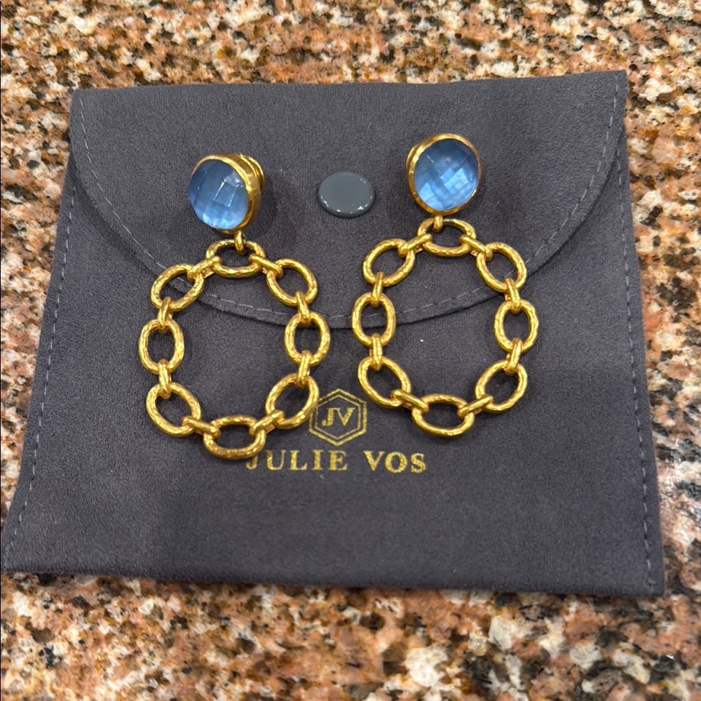 Julie Vos earrings, with signature diamond earring backs AND felt bag. NWOT.